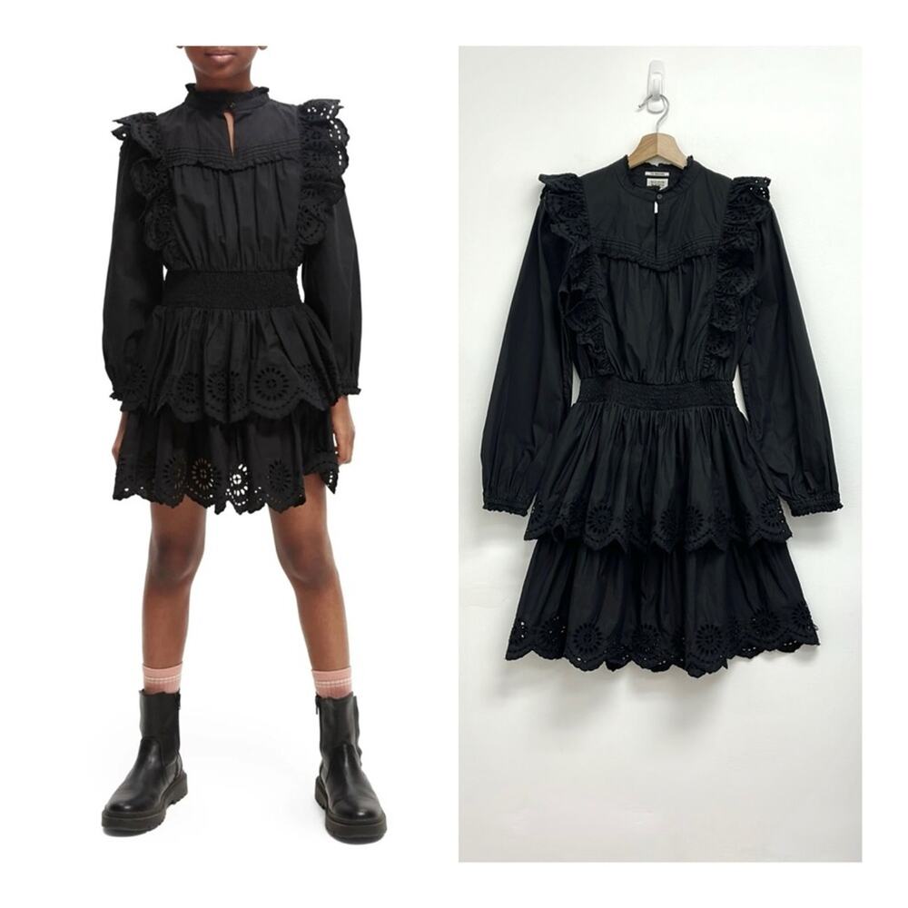 NWOT Scotch & Soda Broderie Anglaise Ruffles Lace Tiered Long Sleeve Dress - 14